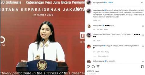 Panutan Maudy Ayunda Anggap Jadi Jubir Presidensi G20 RI Sebuah