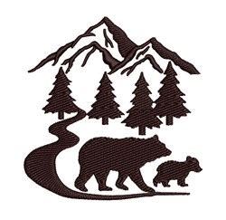 Bear Mountain Scene Embroidery Design Embroiderydesigns