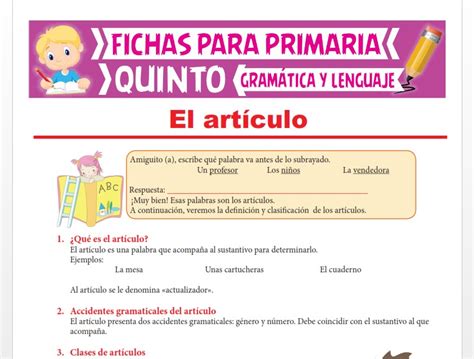 Lengua Macarrónica Sala Rodeado El Articulo Y Sus Clases Ejercicios