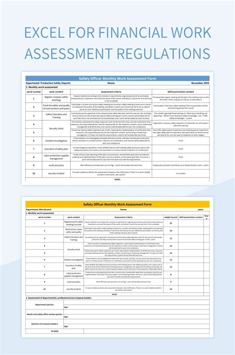 Free Financial Work Assessment Regulations Templates For Google Sheets