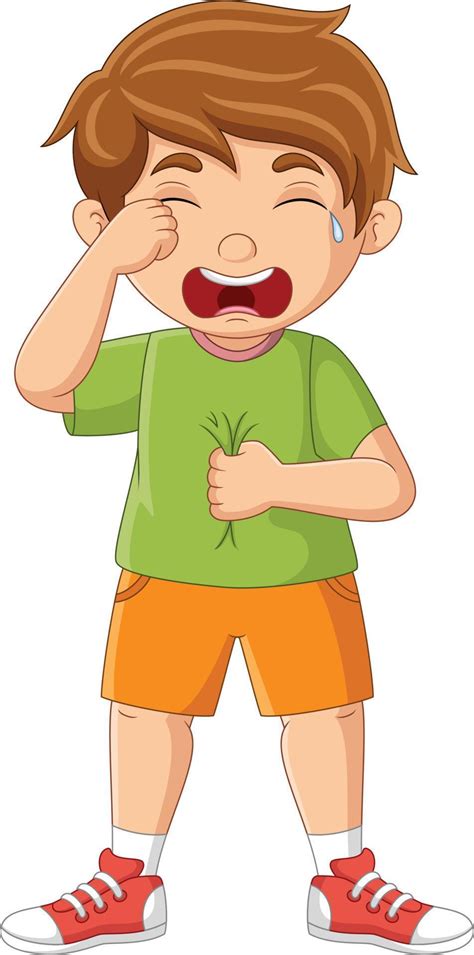 Niño Pequeño De Dibujos Animados De Pie Y Llorando 15220130 Vector En