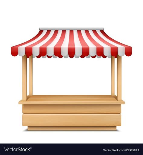 Empty market stall with striped awning vector image on VectorStock ...