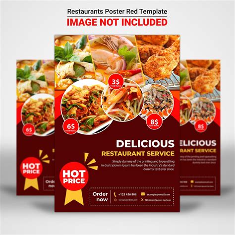 restaurant poster red templates  vector art  vecteezy