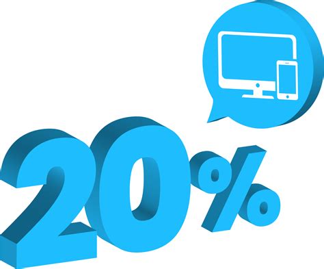 20 Percent Discount Number Blue 3d Style With Gadget Product Icon