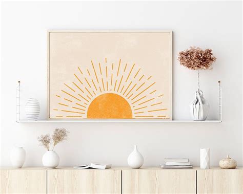 Boho Sun Sunrise And Sunset Wall Art Print Decor Boho Sun Svg Etsy