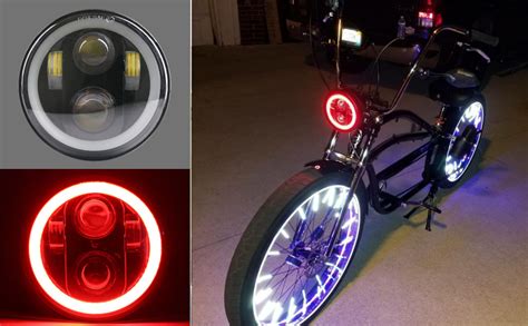 Amazon Hozan Inch Black Led Motorcycle Headlight Red