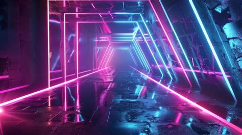 Premium Photo Render With Abstract Geometric Neon Background Laser