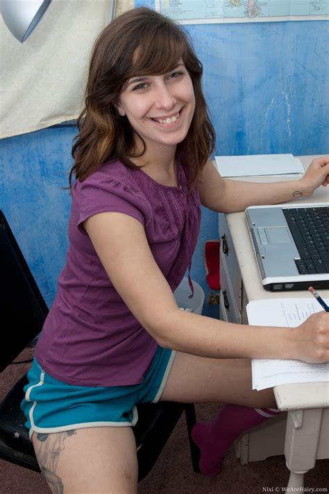 Wonderful Brunette Pleasing Her Super Hairy Body While Doing Homework Nixi R Hub
