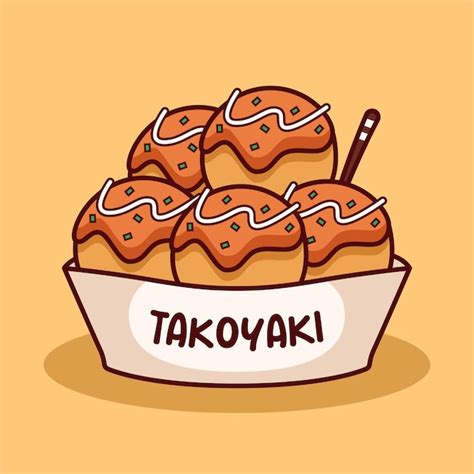 Милая иллюстрация такояки в плоском дизайне | Премиум векторы