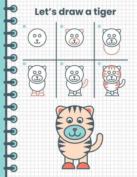 Como Desenhar Um Tigre - Como desenhar um tigre para crianças. Etapas de desenho fáceis para ...