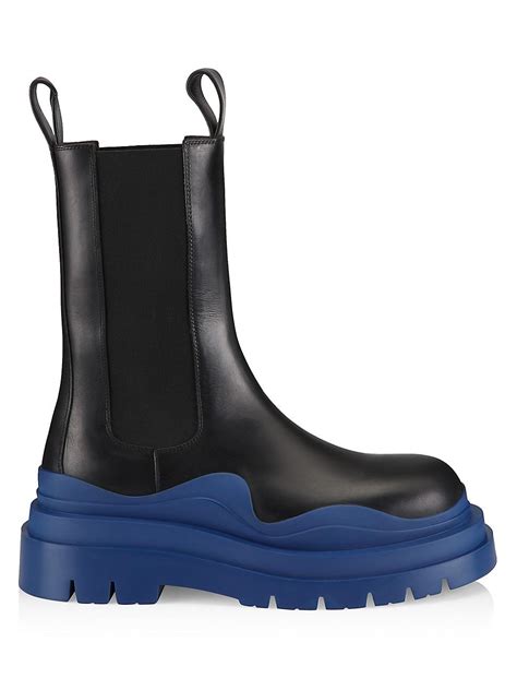 Bottega Veneta Contrast Sole Leather Tire Boots In Blue For Men Lyst