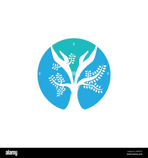 Hand Tree Logo Natural Hands Tree Wellness Concept Icon Yoga Health