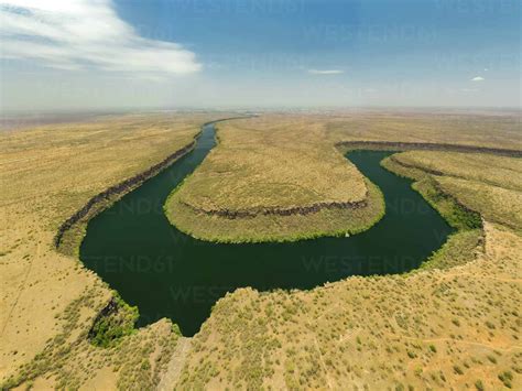 Aerial View Of Chambal River Near Kota Township Rajasthan India