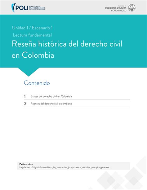 Rese A Historica Del Derecho Civil Colombia Palabras Clave