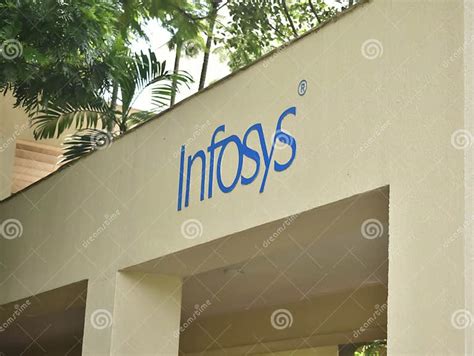 closeup view  infosys logo   office  india editorial stock
