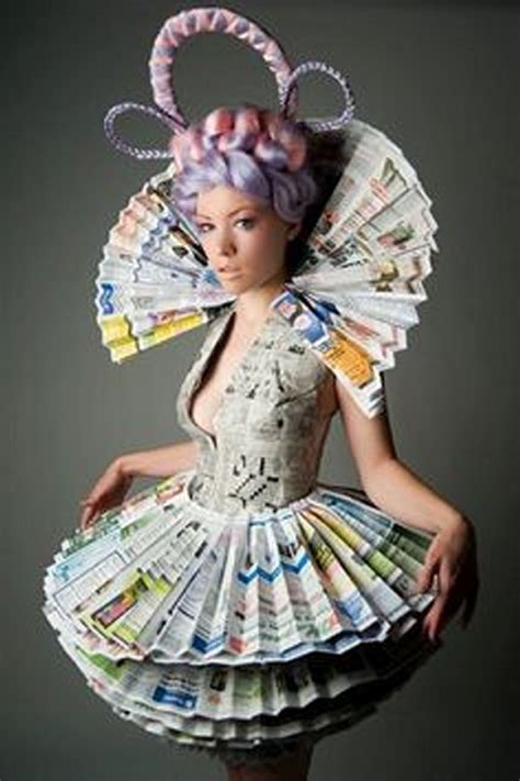 Recycled Newspaper Innovative Lady Dresses Recycled Crafts