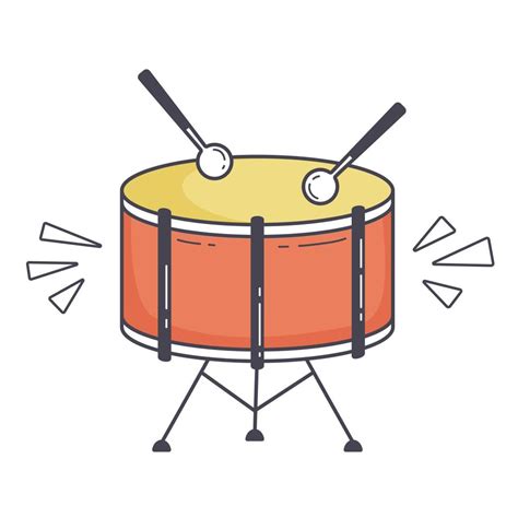 Red Drum And Wooden Drum Sticks Musical Instrument Flat Vector