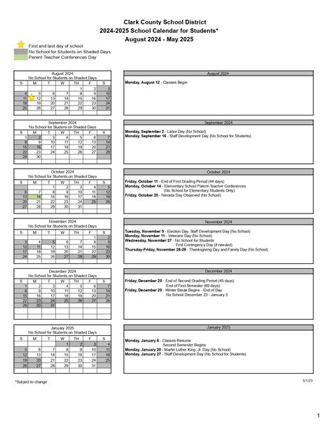 Clark County School District Calendar 2024-2025 [PDF]