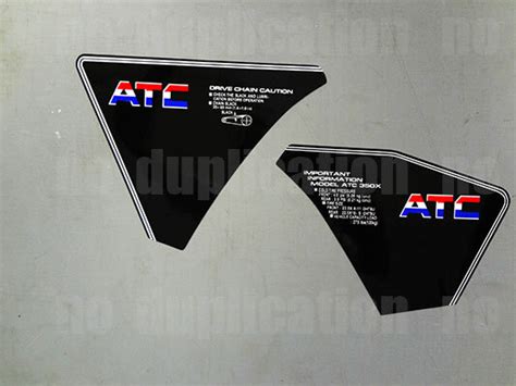 1986 86 1985 ATC 350X Trike 2pc Side Fender Chain Decals Trike Sticker