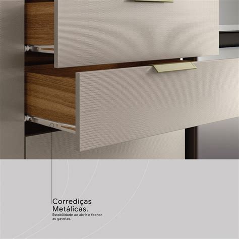 Cozinha Completa Alba 8 Portas 2 Gavetas Vidro Amêndola Nude Prime