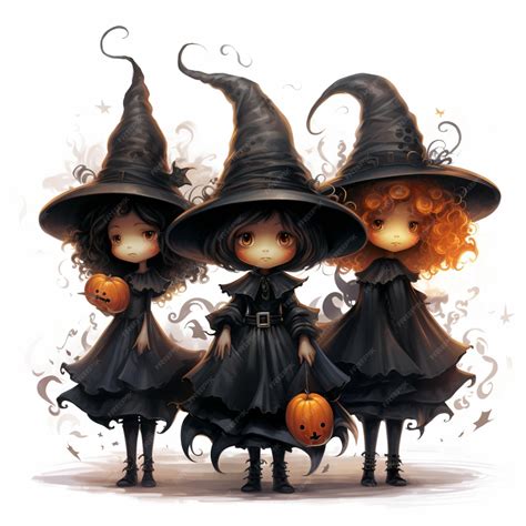 Premium AI Image | Halloween witches on white background