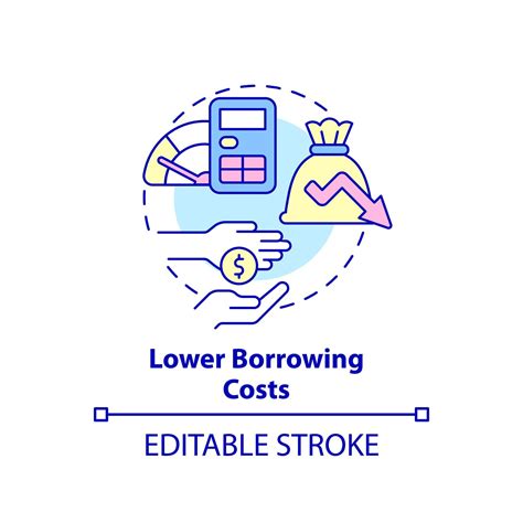 Lower borrowing costs concept icon. Reduce loan costs. Balanced budget