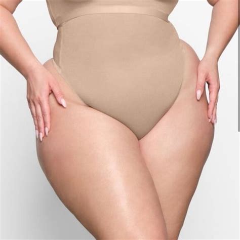 Skims Intimates Sleepwear Skims Sheer Sculptshaping High Waisted Thong In Clay Nude