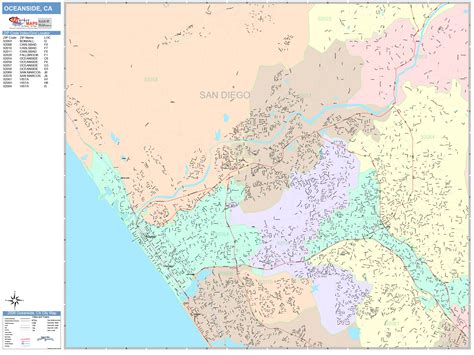 Oceanside California Wall Map (Color Cast Style) by MarketMAPS - MapSales