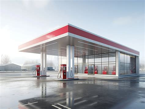 Modern Gas Station At Dawn Stock Image Image Of Transportation 317251189