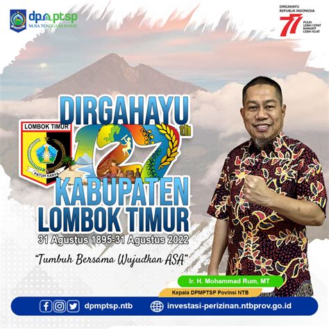 Dirgahayu Kabupaten Lombok Timur Yang Ke Tahun Dpmptsp Prov Ntb