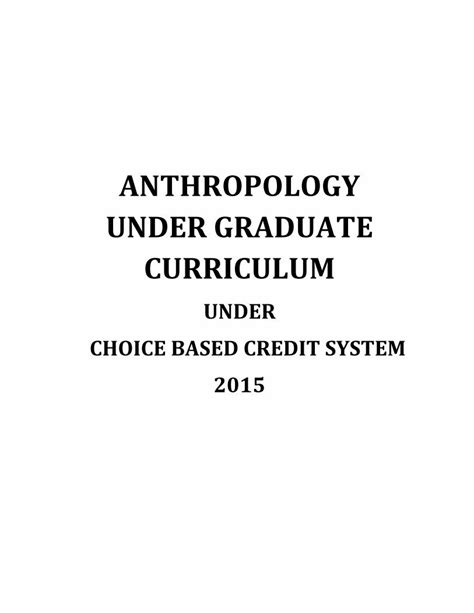 Pdf Anthropology Under Graduate Curriculum Ugc Unit Ii History