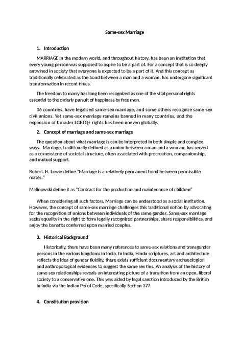 Same Sex Marriage Essay Same Sex Marriage Introduction MARRIAGE In