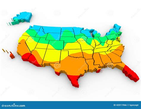 United States America Map Average Temperatures Hottest Coldest R Stock