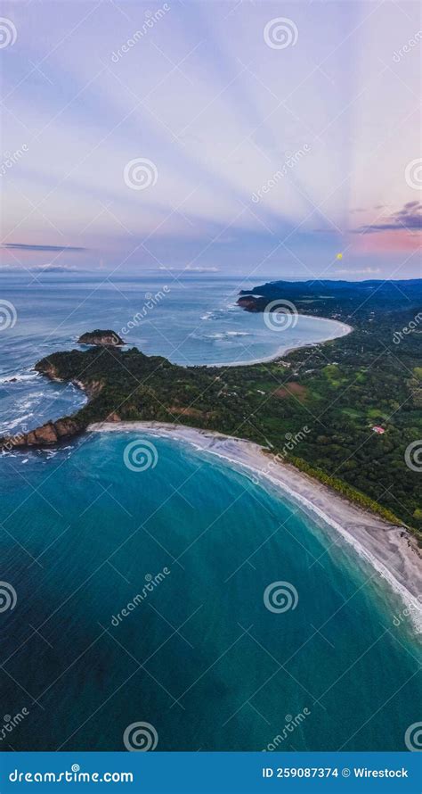 Vertical Aerial of the Playa Flamingo Beach in Costa Rica Stock Photo