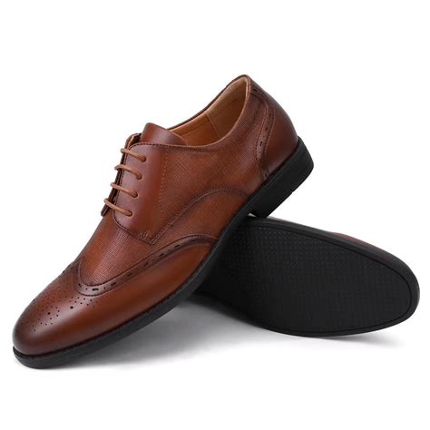 Mens Dress Shoes Mens Oxford Shoes Leather Stylish Lace Up Wingtip