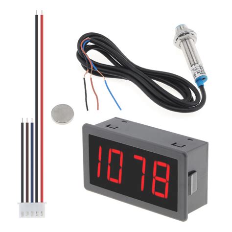 RPM Speed Meter 4 Digital LED Display Tachometer For Motor High