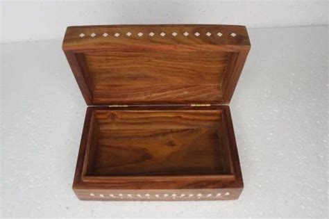 Sheesham Wood Brown Wooden Jewellery Box Brass Work For Home Gift At