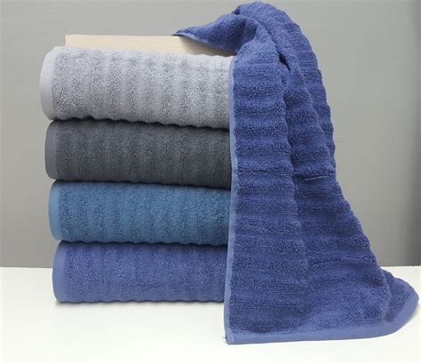 Полотенца хлопковые Zeron 70х140 (4шт) 580г/м2 Серый/Синий – низькі ...