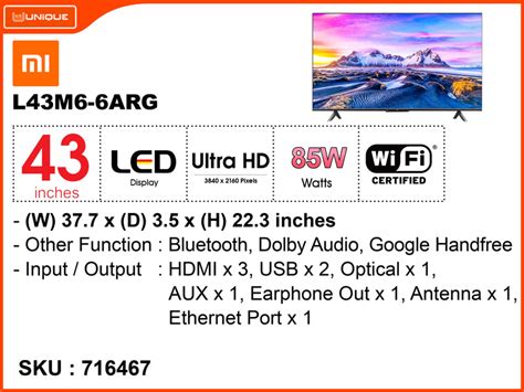 Mi P1 43" L43M6-6ARG 4K Android TV (Global) – unique.com.mm