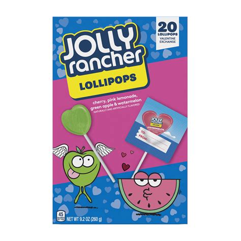 Jolly Rancher Valentines Assorted Flavor Candy Lollipops 20 Count 9