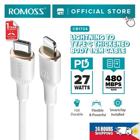 Romoss Cb M A W Type C To Light Ning Cable Charger Fast