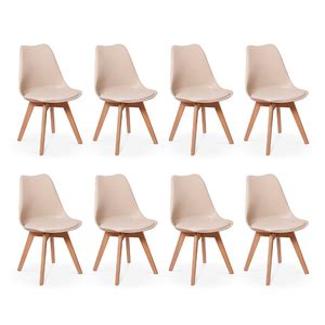 Kit 8 Cadeiras Eames Wood Leda Design Nude Leroy Merlin