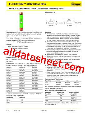 Frs R Datasheet Pdf Cooper Bussmann Inc