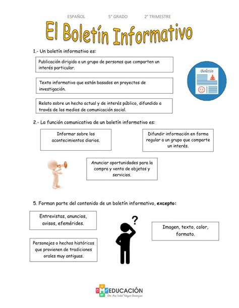 Ficha de Boletin informativo Texto informativo Boletín escolar