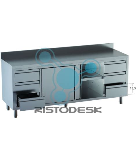 Tavolo Inox Armadiato Con Cassettiere Laterali Dsta3cd3cs 186 A