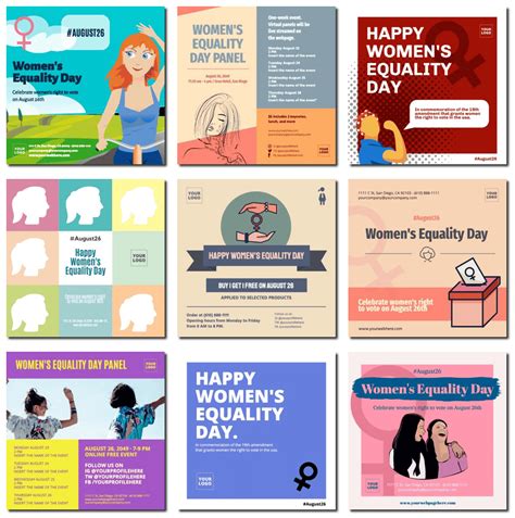 Free Women Equality Day designs & Gender Equality Posters