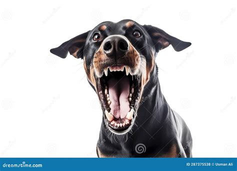 angry doberman dog isolated  transparent background ai stock