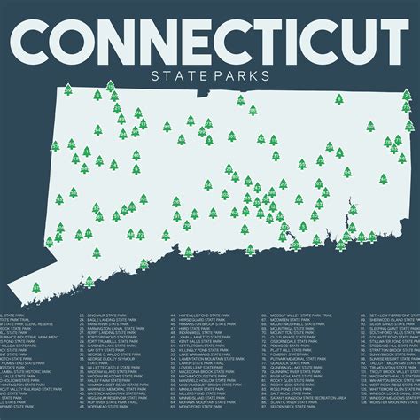 Connecticut State Parks Map Printable 16x20 Gift - Etsy
