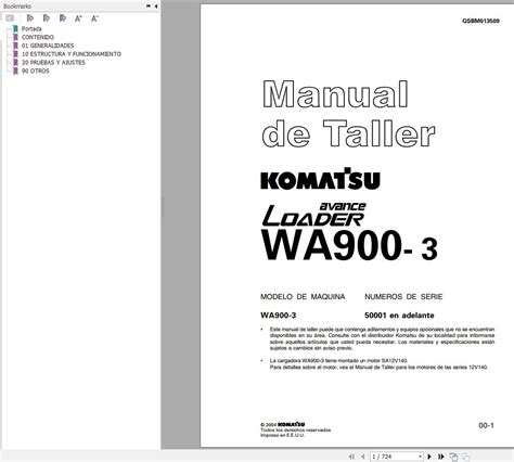 Komatsu WA900 3 Wheel Loader Shop Manual GSBM013509 ES PDF