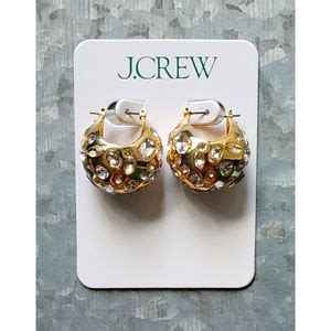 J Crew Jewelry Jcrew Crystalstudded Huggie Hoop Earrings Poshmark